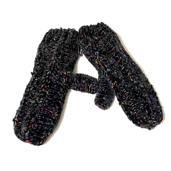 INC Mittens Chenille Confetti Space Dye Mittens Black - Picture 1 of 11